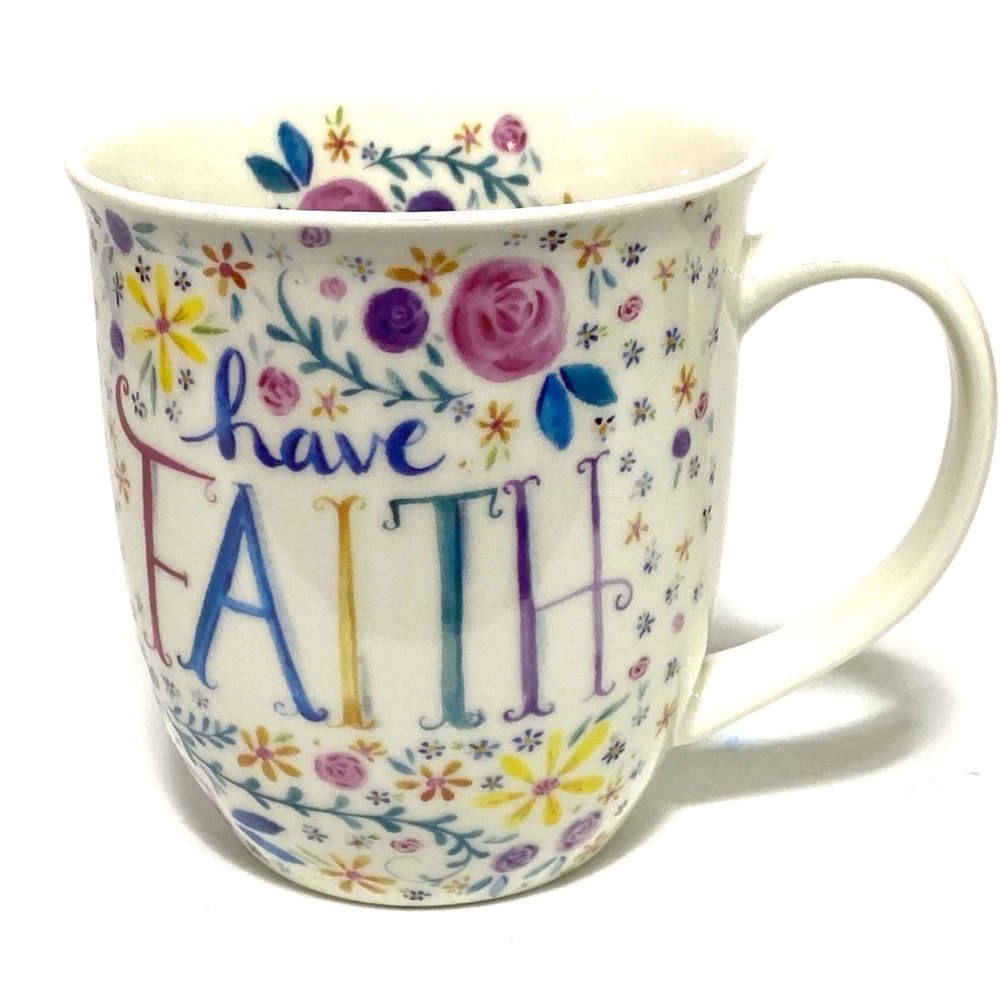 Faith Coffee Mug Porcelain Flowered Pfaltzgraff NEW
